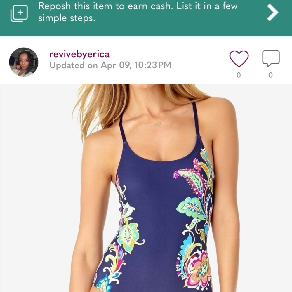 Anne Cole Paisley One Piece Swimwear Bathing Suit sz 12